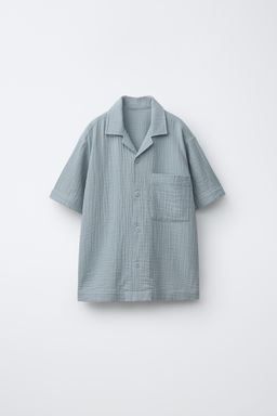 CAMISA BOWLING TEXTURA / Azul / Gris