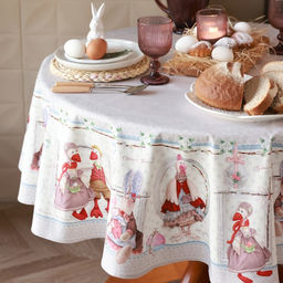 Скатерть Этель Пасхальные Тильды d=148 см, 100% хл, саржа 190 гр/м2  фото 2