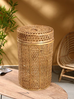 Корзина плетёная «Баскет», 40×40×60 см, бамбук, светлая