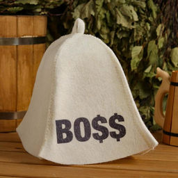 Цена за 2 шт. Шапка для бани с принтом "BOSS", белая