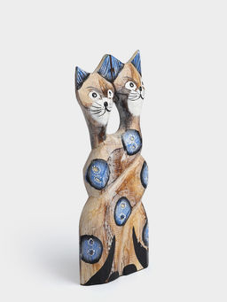 Сувенир интерьерный «Сиамские кошечки», 12×3×30 см, дерево, цв. синий
