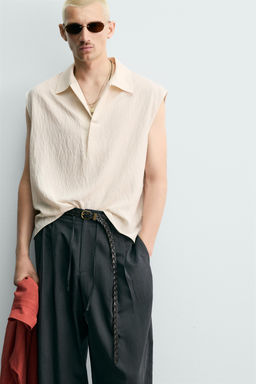 CAMISA POLO TANK RELAXED FIT / Beige - Zara фото 5