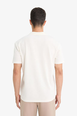 Regular Fit Polo Yaka Waffle Dokulu Kuma_ K_sa Kollu Ti__rt - Defacto фото 6