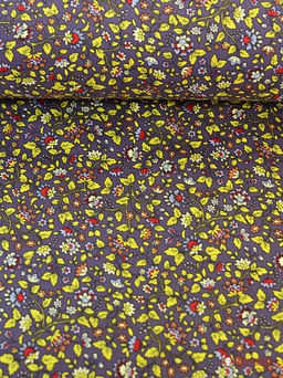 Импорт. хлопок Сказочный вьюнок на серо-фиолетовом, ш.1.48м, хлопок-100%, 115гр/м.кв - Купава фото 4