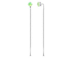Серьги из серебра лунный камень зеленый, Ю-28001р