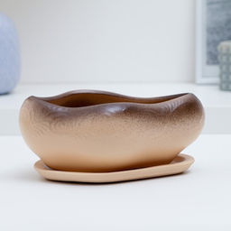 Горшок Бонсай малый для кактусов и суккулентов, бежевый, 17х14х8см - Хорошие сувениры фото 3