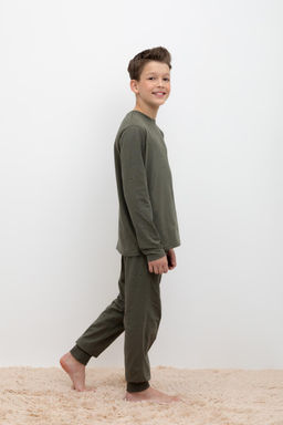 Crockid _ КБ 2825/оливковый серый,крапинка пижама для мал