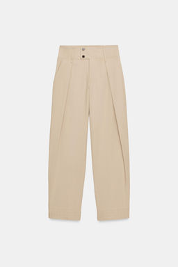 PANTAL?N ANCHO BAJO AJUSTABLE / Camel claro - Zara фото 8
