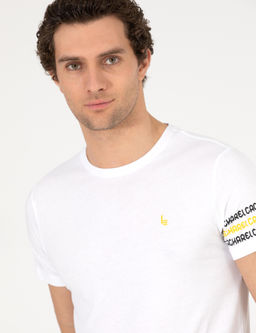 Beyaz Bisiklet Yaka Slim Fit T-Shirt