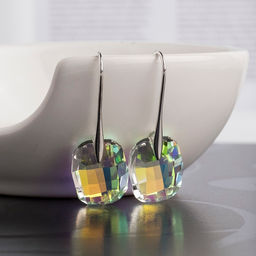 Серьги со стразами Сияние камня цвет радужный в серебре