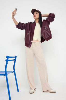 Teen Tas Yumos Wide Leg/Genis Paca Baglama Detayl? Esnek Orme Pantolon TWOAW26PL00025 - Trendyolmilla фото 7