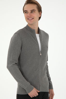Мужской серый меланжевый базовый трикотажный кардиган Неожиданная скидка в корзине - U.s. polo assn фото 3
