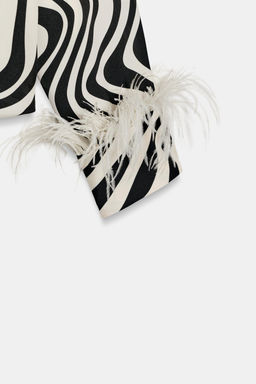 CAMISA ESTAMPADO ANIMAL PLUMAS / Negro / Crudo - Zara фото 8