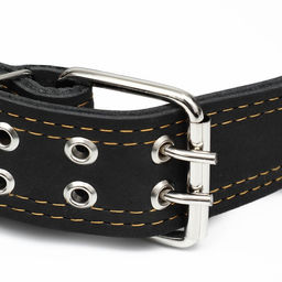 Ошейник кожаный двухслойный украшенный, 85 х 4.5 см, ОШ 50-70 см, чёрный - Пижон фото 3