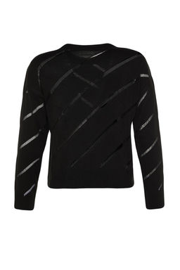 Siyah Ajurlu/Delikli Triko Kazak TWOAW24KZ00157 - Trendyolmilla фото 8