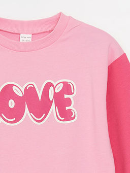 Bisiklet Yaka Bask?l? K?z Bebek Sweatshirt ve Pantolon 2li Tak?m - Waikiki фото 3