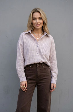K13471 Рубашка OVER SIZE ЛАВАНДА