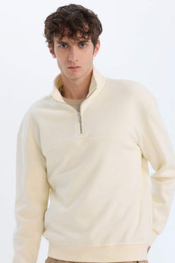 Relax Fit Dik Yaka Fermuarl? Basic Duz Kal?n Sweatshirt - Defacto фото 5