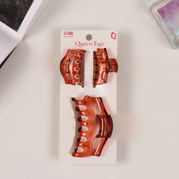 Цена за 6 шт. Крабики для волос «Флориана», набор 3 шт., геометрия дуга, 6.5 и 4 см, коричневые