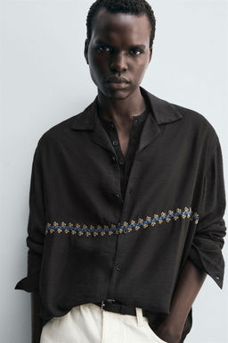 GEOMETRIC EMBROIDERY FLOWING SHIRT - Zara фото 5