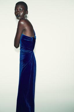 ASYMMETRIC VELVET MIDI DRESS - Zara фото 5
