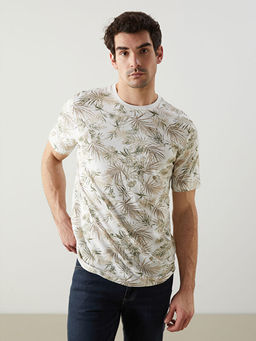 Bisiklet Yaka K?sa Kollu Desenli Penye Erkek Ti??rt