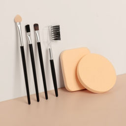 Набор для макияжа, 6 предметов, чёрный, бежевый