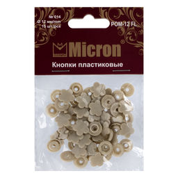 Кнопка Micron POM-12 FL Кнопки пластиковые пластик d 12 мм 15 шт. № 014 серый