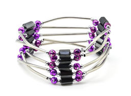 Бусы-браслет магнитные с гематитом 5*8мм, цв.малиновый, 90см Радуга камня