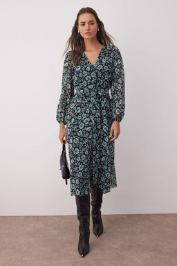 Yesil Cicekli A-Kesim Maxi Dokuma Elbise TWOAW26EL00083 - Trendyolmilla фото 2