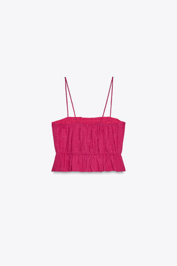 PRINTED SMOCKED CROP TOP - Zara фото 6