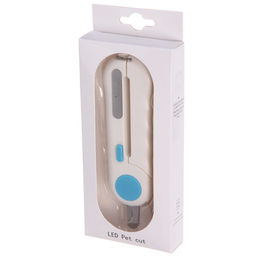 Когтерез инновационный для животных с LED подсветкой, пилкой и отсеком для ногтей "ПРЕМИУМ", прорезиненная ручка, цвет белый, 22*3*15см (фабр коробка)