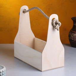 Кашпо деревянное 241120 см Стелла Моно, ручка верёвка, натуральный - Дарим Красиво фото 2