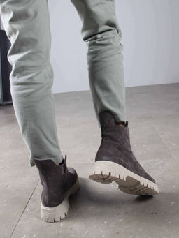 Ботинки 228.V.1541be. Серый замок замша/Байка