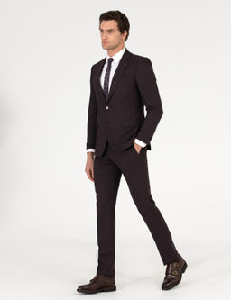 Бордово-красный приталенный костюм - Cacharel фото 11