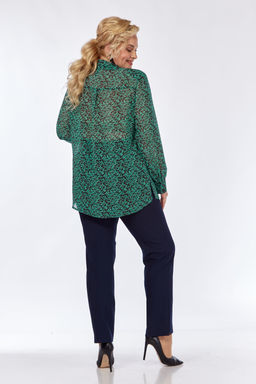 Блуза Элль стиль 2314а зеленый принт  фото 4