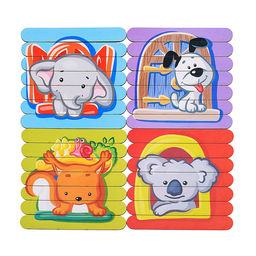 Пазлы-палочки "Зверята" дер.