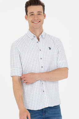 U. S. Polo Assn Мужская темно-синяя белая рубашка в клетку - U.s. polo assn фото 10