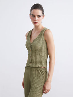 V Yaka Dokulu Kad?n Yelek