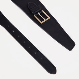 Ремень женский широкий, 105×6.5 см, пряжка металл, золотистая, чёрный