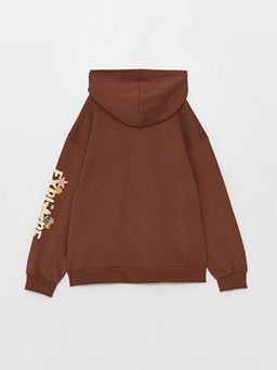 Kap??onlu Bask?l? Uzun Kollu K?z ?ocuk Sweatshirt - Waikiki фото 2