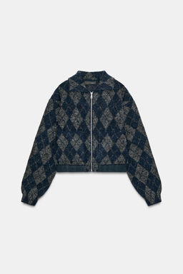 ARGYLE KNIT BOMBER JACKET - Zara фото 7