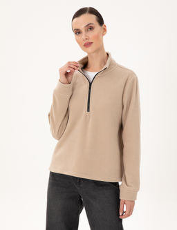 Bej Oversize Polar Sweatshirt