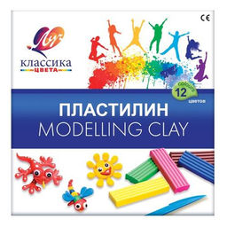 Пластилин Луч КЛАССИКА 12 цв. 240 г ассорти со стеком