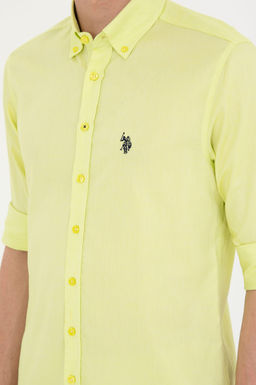 U. S. Polo Assn / Мужская неоново-желтая базовая рубашка с длинным рукавом - U.s. polo assn фото 7