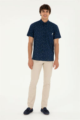 U. S. Polo Assn / Мужская темно-синяя рубашка с коротким рукавом - U.s. polo assn фото 4