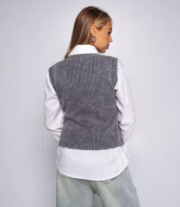 Комплект жилет+рубашка #БШ2751, серый