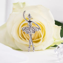 Брошь «Балерина» аронди, радужная в серебре