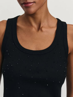 Майка из модала и хлопка со стразами / Zarina  фото 6