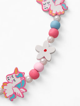Цена за 2 шт. Набор детских украшений Выбражулька «Единорожки милые», 2 предмета: бусы, браслет, розовый
